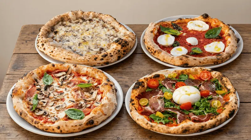 Nápolyi pizzák a fa asztalon